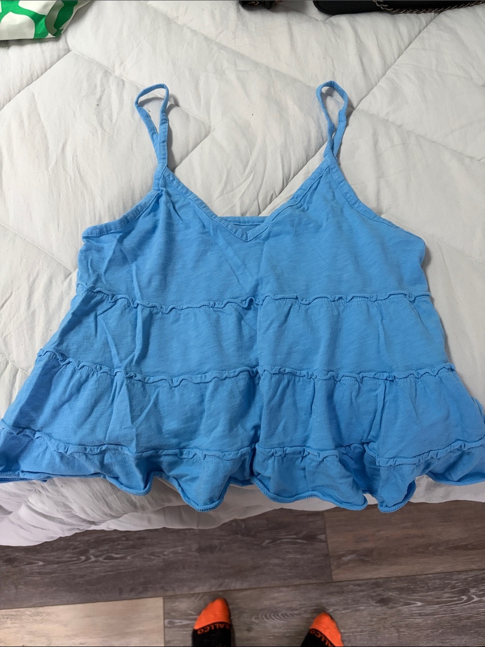 American Eagle Outfitters Light Blue Tiered Ruffle Camisole